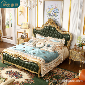 Lits king-size royal luxueux en cuir véritable italien